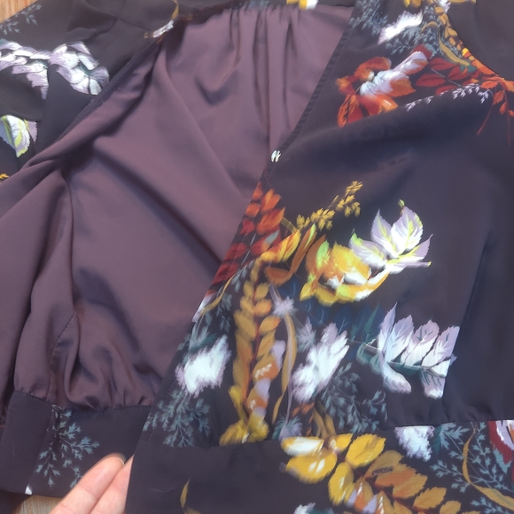 Madewell Wrap Top Blooming Oasis Plum 3/4 Sleeve Shirt Blouse Womens S - Picture 6 of 9
